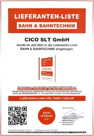 TOP-Lieferant für die Bahn-Branche mit besonderer Empfehlung